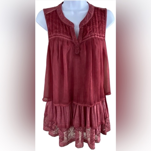 Artesia Tops - Artesia Layered Ruffle Lace Tunic Tank Shirt Women XL Dusty Rose Boho NWOT!!